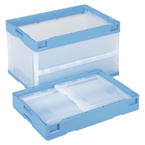 岐阜プラ　ＣＢ－Ｓ５１ＮＲ（ブルートウメイ）　折りたたみコンテナ　フタ無／ブルー透明