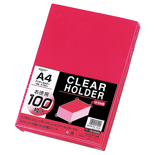 リヒトラブ　Ｇ６１００－１８　クリヤーホルダー１００枚　Ａ４　ピンク