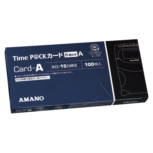 アマノ　ＴＩＭＥ　Ｐ＠ＣＫカードＡ（６）　タイムパック用ＴｉｍｅカードＡ　６欄　青
