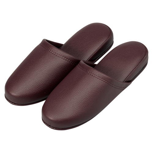 オーミケンシ　３６０３７　（１０Ｐ）　抗菌レザー調スリッパ１０足ダークワイン