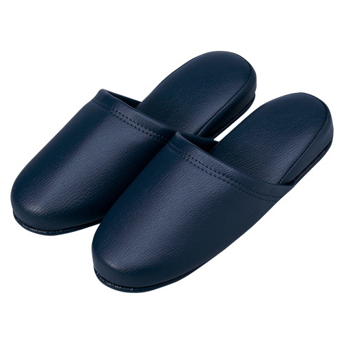 オーミケンシ　３６０３９　（１０Ｐ）　抗菌レザー調スリッパ１０足　ダークブル