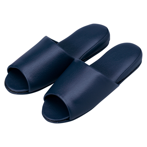 オーミケンシ　１０８３５３６０　（１０Ｐ）　抗菌レザー調スリッパ前開１０足ダークブル