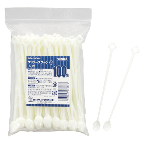 サンナップ　ＭＤ－１００ＷＨ　マドラースプーン　（１００本入）ホワイト