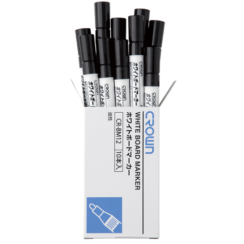 クラウン　ＣＲ－ＢＭ１２－ＢＸ１０　ホワイトボードマーカー中字　黒【１０本】