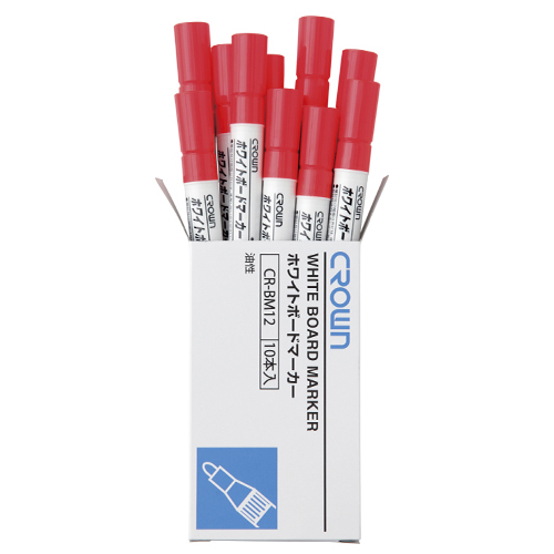 クラウン　ＣＲ－ＢＭ１２－ＲＸ１０　ホワイトボードマーカー中字　赤【１０本】