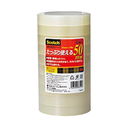 スリーエム　５００－３－１８－１０Ｐ　透明粘着テープ１８ｍｍ　（１０巻入）