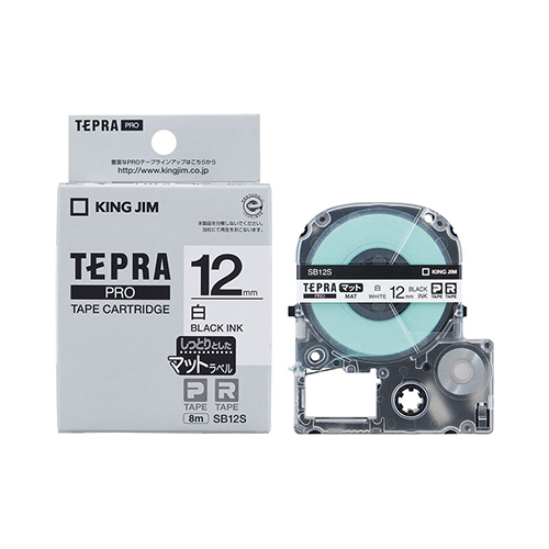 キングジム　ＳＢ１２Ｓ　テプラＰＲＯテ－プ　マット白／黒文字