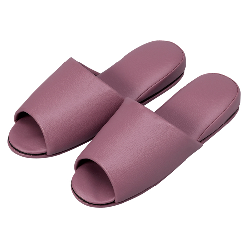 オーミケンシ　１０８３５５１１　（１０Ｐ）　抗菌レザー調スリッパ前開１０足ライラック