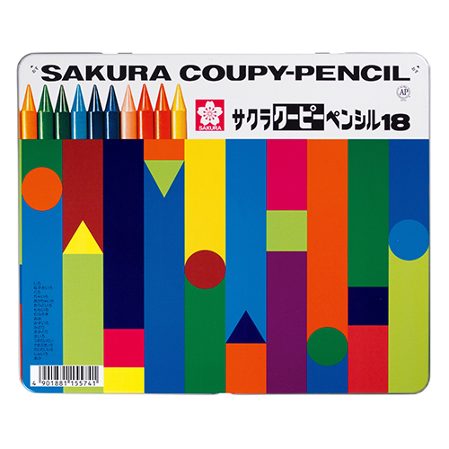 サクラクレパス　ＦＹ１８　クーピーペンシル１８色（缶入り）