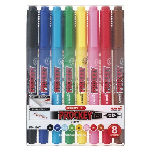 三菱鉛筆　ＰＭ１２０Ｔ８ＣＮ　ユニプロッキー細字丸芯　８色セット