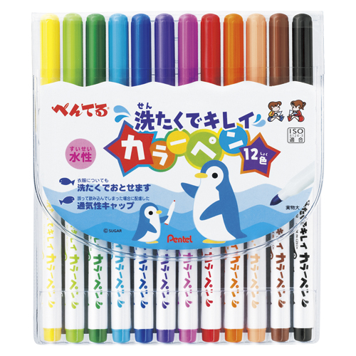 ぺんてる　ＳＣＳ２－１２　洗たくでキレイカラーペン　１２色