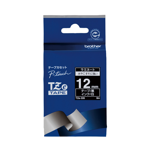 ブラザー　ＴＺＥ－３３５　ピータッチテープ１２ｍｍ黒／白
