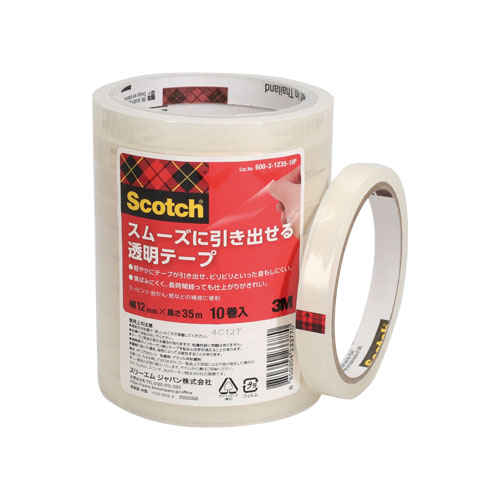 スリーエム　６００－３－１２３５－１０Ｐ　スムーズに引き出せる透明テープ