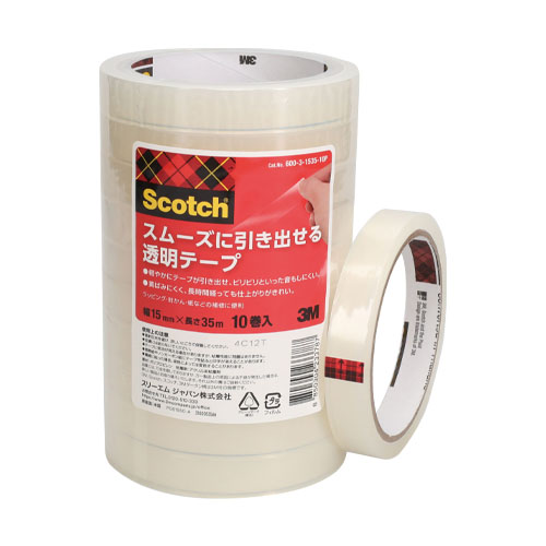スリーエム　６００－３－１５３５－１０Ｐ　スムーズに引き出せる透明テープ