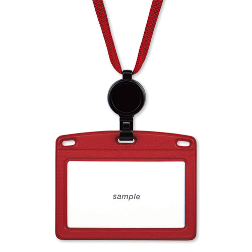 オープン　ＮＬ－２５Ｐ－ＲＤ　吊り下げ名札リール式レザー調　赤　１枚