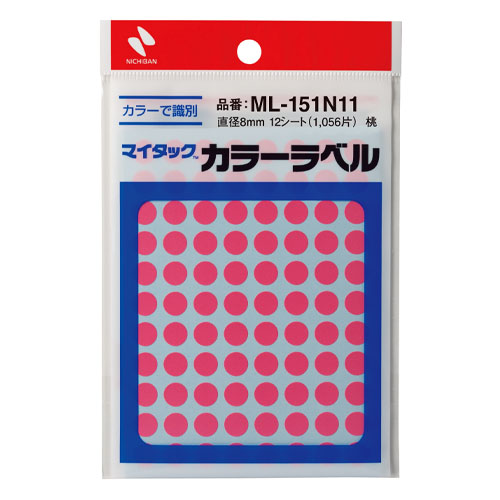 ニチバン　ＭＬ－１５１Ｎ１１　マイタックカラーラベル　桃