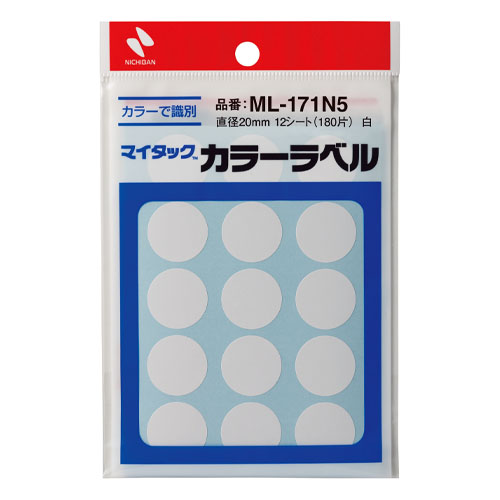 ニチバン　ＭＬ－１７１Ｎ５　マイタックカラーラベル　白