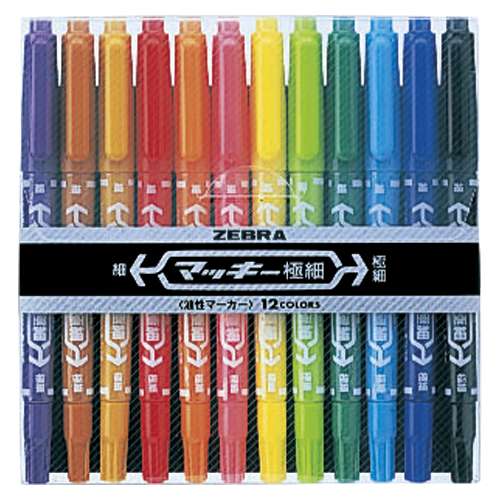 ゼブラ　ＭＣＦ－１２Ｃ　マッキー極細　１２色セットＣ