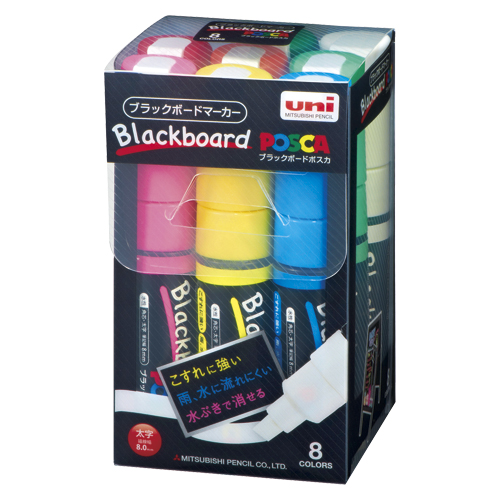 三菱鉛筆　ＰＣＥ２５０８Ｋ８Ｃ　ブラックボードポスカ　太字　８色セット