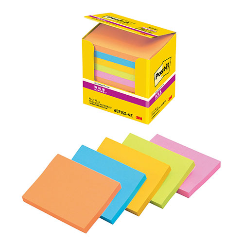 スリーエム　６５７１ＳＳ－ＮＥ　エコノパックＴＭ　強粘着ノート　５色混色