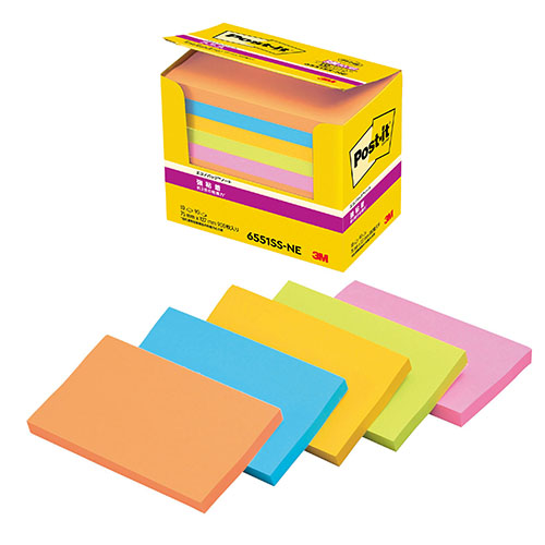 スリーエム　６５５１ＳＳ－ＮＥ　エコノパックＴＭ　強粘着ノート　５色混色