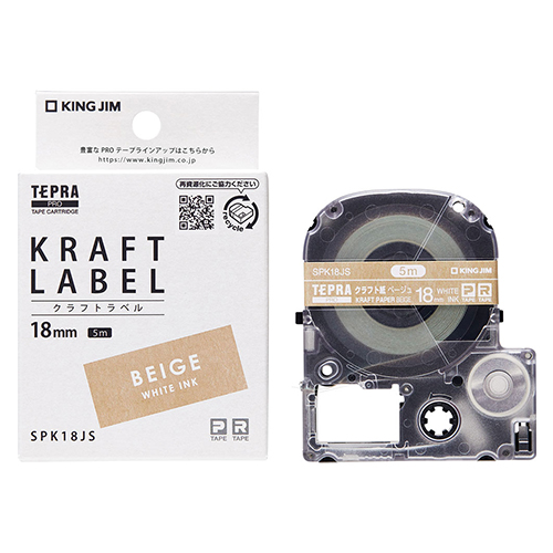 キングジム　ＳＰＫ１８ＪＳ　クラフトラベル　白文字（ＰＲＯテープ）