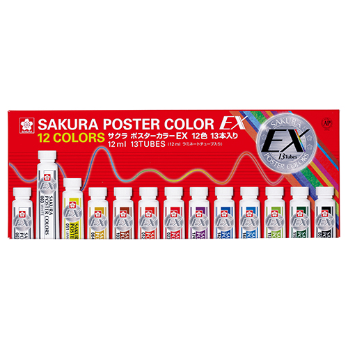 サクラクレパス　ＰＥＷ１３　ポスターカラーＥＸ　１２色　１３本入