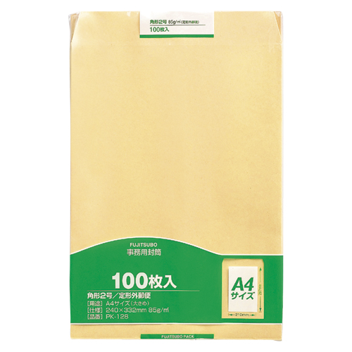マルアイ　ＰＫ－１２８　クラフト封筒　角２　８５ｇ　１００枚入