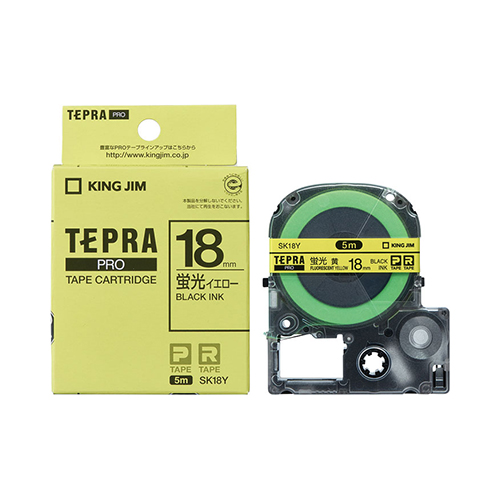 キングジム　ＳＫ１８Ｙ　ＰＲＯテープカートリッジ・蛍光色ラベル