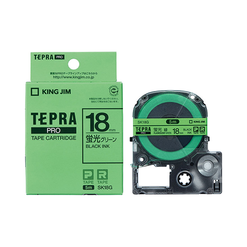 キングジム　ＳＫ１８Ｇ　ＰＲＯテープカートリッジ・蛍光色ラベル