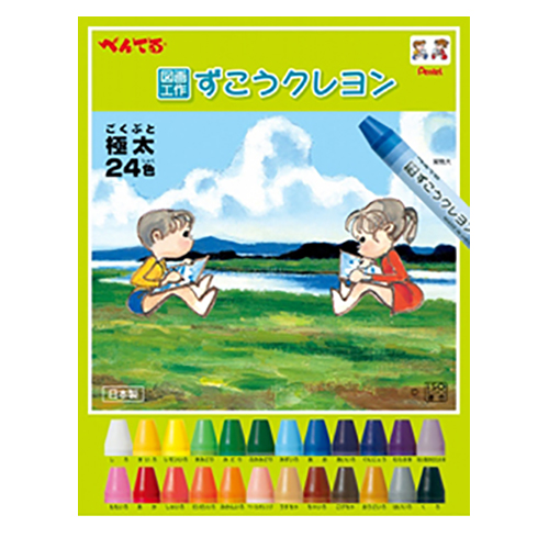 ぺんてる　ＰＴＣＧ１－２４　ずこうクレヨン２４色　１－２４