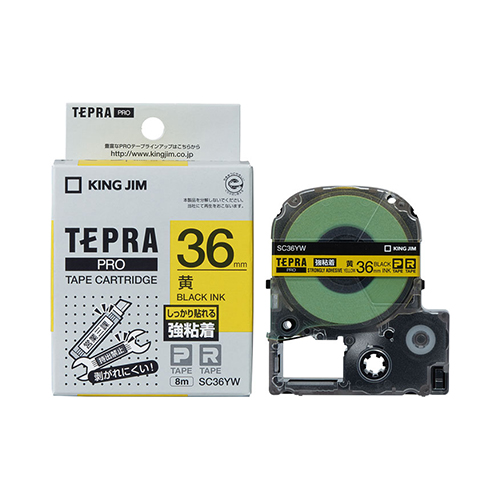 キングジム　ＳＣ３６ＹＷ　テプラＰＲＯテ－プ強粘着ラベル黄／黒文字