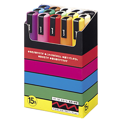 三菱鉛筆　ＰＣ－５Ｍ１５Ｃ　ユニ　ポスカ　中字丸芯　１５色セット