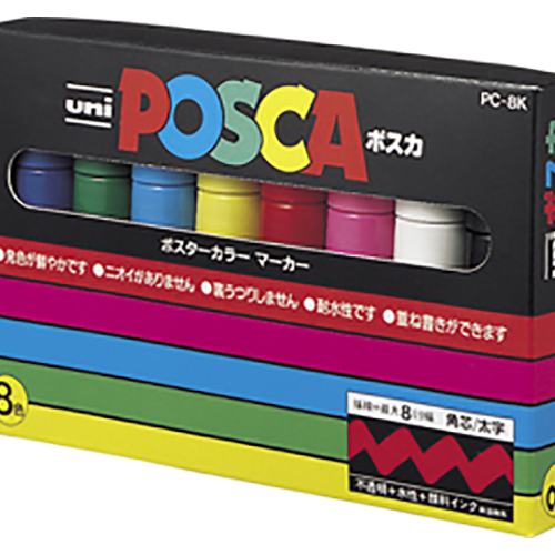 三菱鉛筆　ＰＣ８Ｋ８Ｃ　ユニ　ポスカ　太字角芯　８色セット