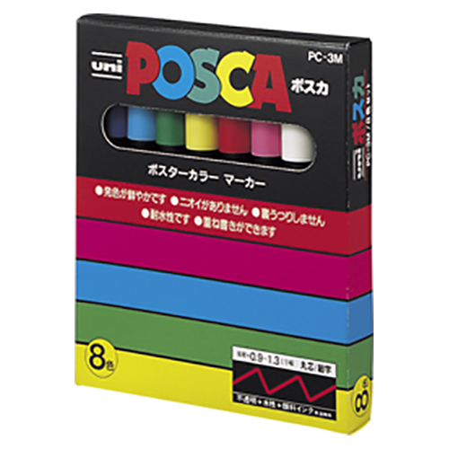 三菱鉛筆　ＰＣ３Ｍ８Ｃ　ユニ　ポスカ　細字　８色セット