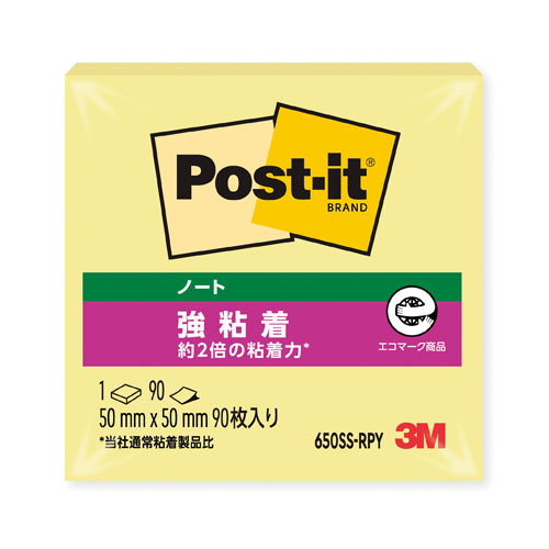 スリーエム　６５０ＳＳ－ＲＰＹ　ポストイット強粘着ノートパステルイエロー