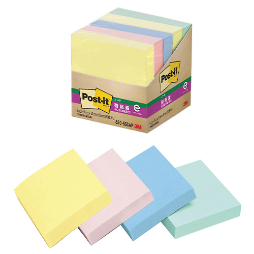 スリーエム　６５０－５ＳＳＡＰ　ポストイット強粘着ノート５個　４色混色