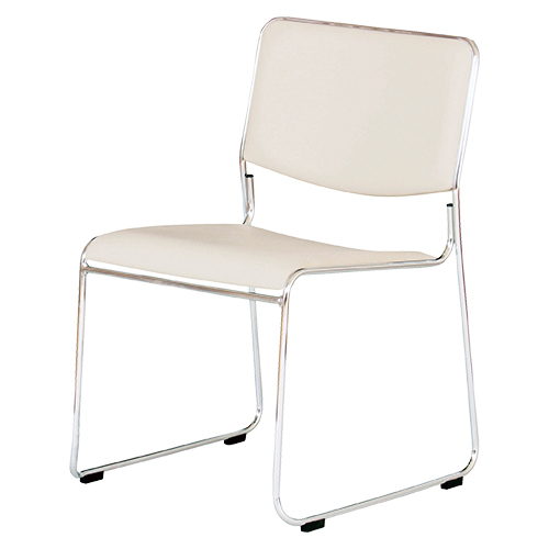 弘益　ＭＫ－４８０（ＷＨ）　スタッキングチェア（合成皮革張）ホワイト