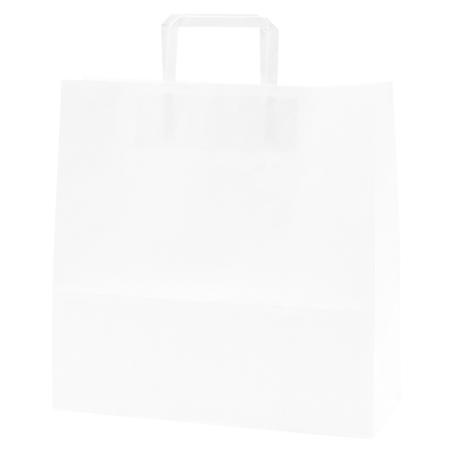 シモジマ　００３２６２５２０　手提袋５０枚　平紐晒白無地艶無　縦３２０