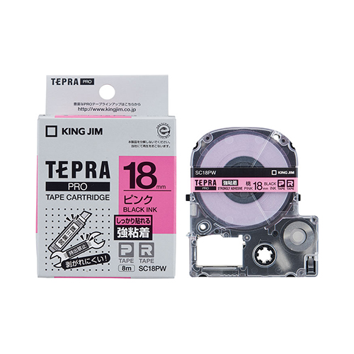 キングジム　ＳＣ１８ＰＷ　テプラＰＲＯテ－プ強粘着タイプピン／黒字