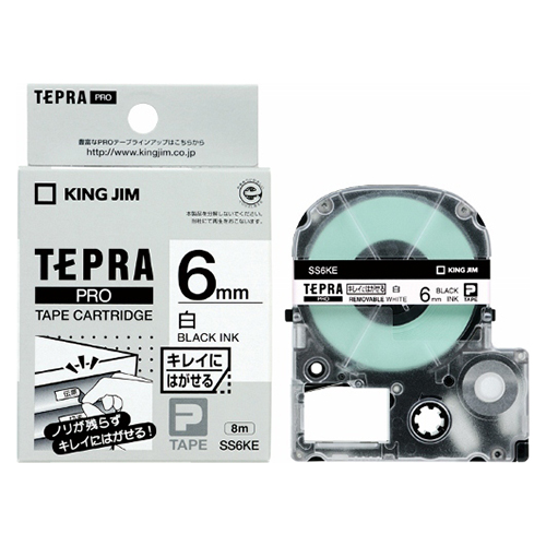 キングジム　ＳＳ６ＫＥ　テプラＰＲＯテ－プ　キレイ　白／黒文字