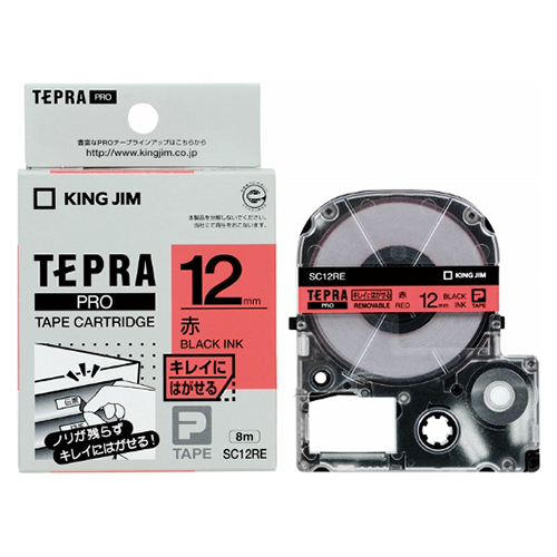 キングジム　ＳＣ１２ＲＥ　テプラＰＲＯテ－プ　キレイ　赤／黒文字