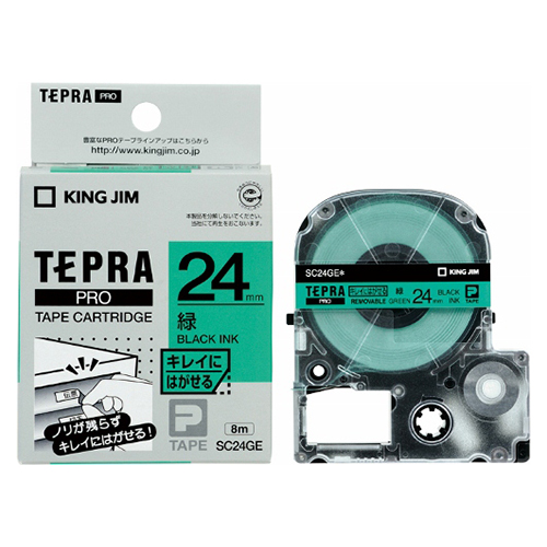 キングジム　ＳＣ２４ＧＥ　テプラＰＲＯテ－プ　キレイ　緑／黒文字