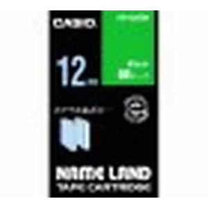 カシオ　ＸＲ－１２ＡＧＮ　ネームランドテープ１２ｍｍ　緑／白文字