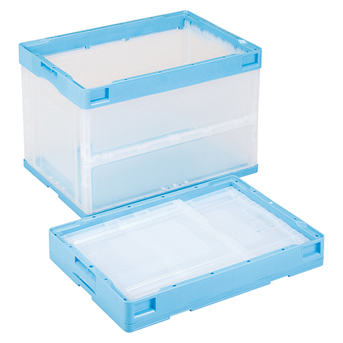 岐阜プラ　ＣＢ－Ｓ６１ＮＲ　ＡＬ（ブルートウメイ　折りたたみコンテナーフタなし／透明（青）