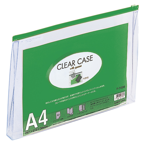 リヒトラブ　Ｆ－７４ＳＭミト　クリヤーケース　マチ付　Ａ４　緑