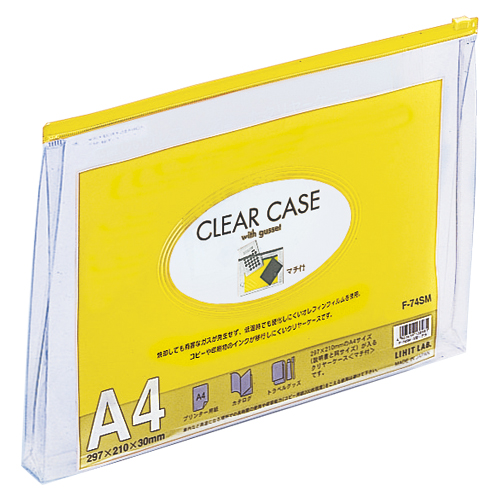 リヒトラブ　Ｆ－７４ＳＭキ　クリヤーケース　マチ付　Ａ４　黄