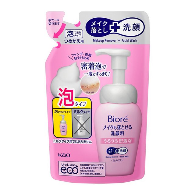 ビオレ　メイクも落とせる洗顔料　うるうる密着泡つめかえ用