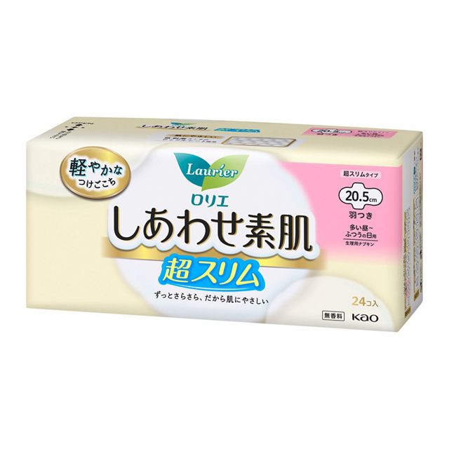 ロリエしあわせ素肌　通気超スリムふつうの日用羽つき２４コ入