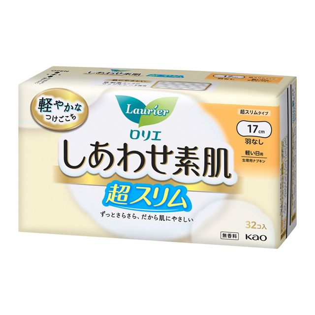 ロリエしあわせ素肌　通気超スリム軽い日羽なし１７ｃｍ３２コ